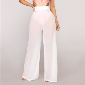 White cover up mesh pants
